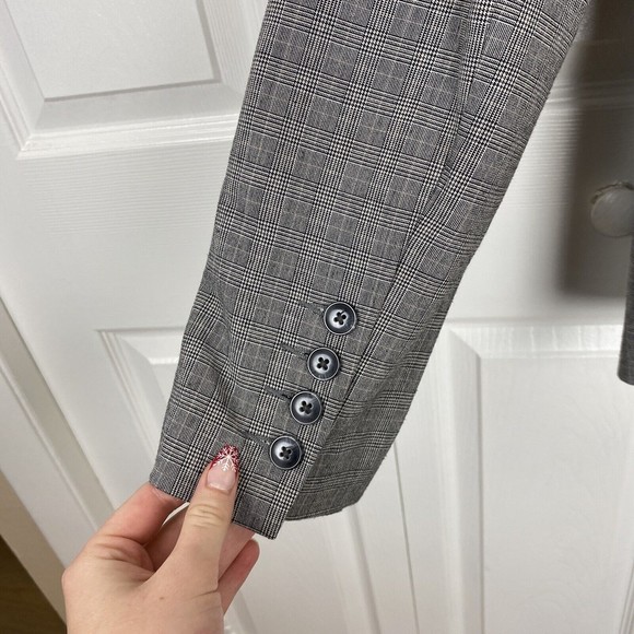 Norma Kamali Size 12 Blazer Gray Plaid Jacket Button Sports Coat Women's - Picture 2 of 7